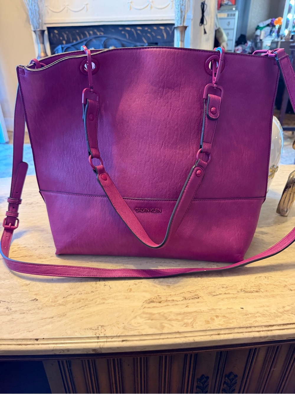 Calvin Klein Fuchsia Tote with Removable Strap